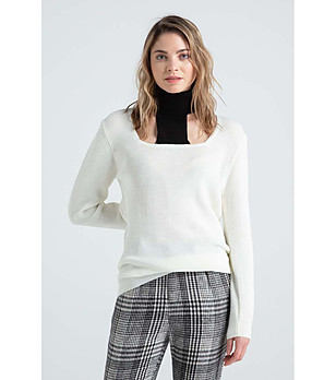 Дамски пуловер в бяло и черно Livia снимка