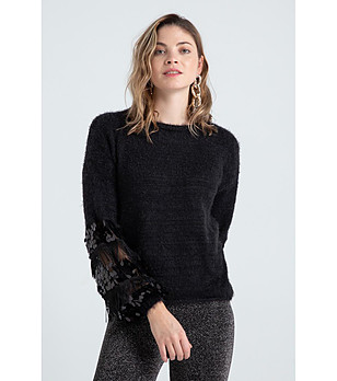 Черен дамски пуловер Demi снимка