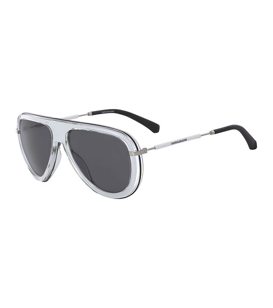Unisex слънчеви очила с прозрачни рамки и тъмни лещи снимка