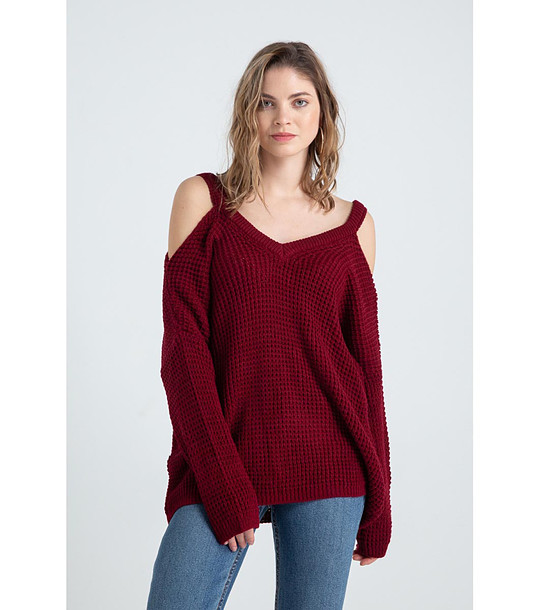 Дамски пуловер в бордо Paula снимка