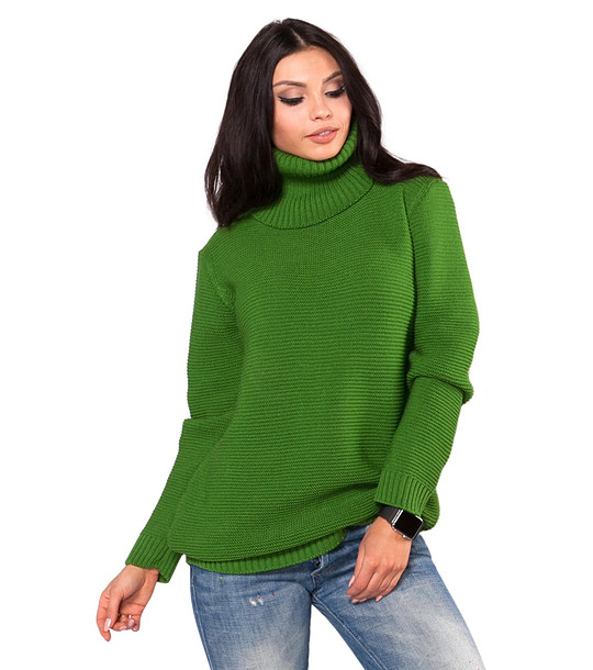 Зелен дамски пуловер с вълна Hestia снимка