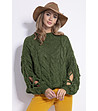 Зелен дамски пуловер с ефектни ръкави Dorea-0 снимка