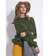 Зелен дамски пуловер с ефектни ръкави Dorea-3 снимка