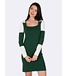 Памучна рокля в зелено и екрю Farida-0 снимка