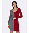 Плетена памучна рокля в сиво и бордо Eileen-0 снимка