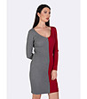 Плетена памучна рокля в сиво и бордо Eileen-3 снимка