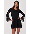 Черна рокля с разкроени ръкави Faela-0 снимка