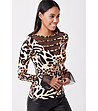 Блуза с леопардов принт в бежово, кафяво и черно Veronica-0 снимка