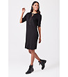 Черна памучна рокля с 3/4 ръкави Linda-1 снимка