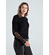 Черен дамски пуловер с прозрачни ръкави Charlote-1 снимка