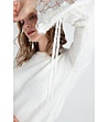Дамски пуловер в цвят екрю с прозрачни ръкави Charlote-1 снимка
