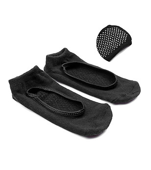 Черни памучни чорапи със силикон за йога и пилатес снимка