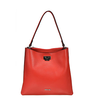 Дамска червена чанта от естествена кожа Inna снимка