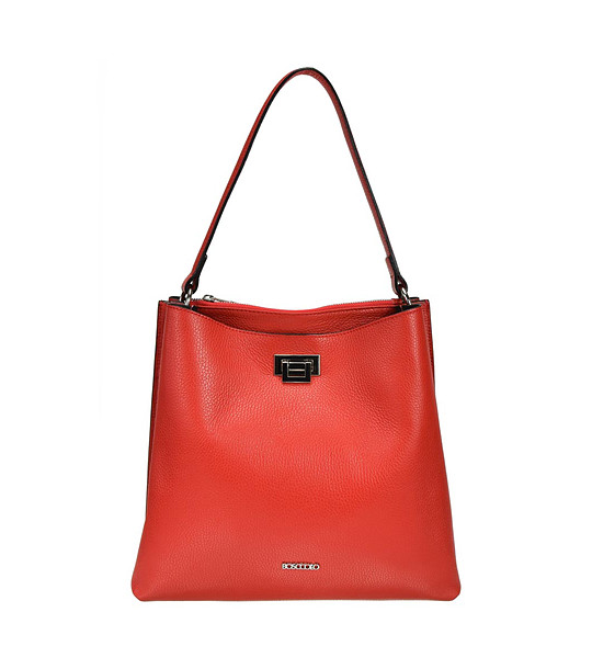 Дамска червена чанта от естествена кожа Inna снимка