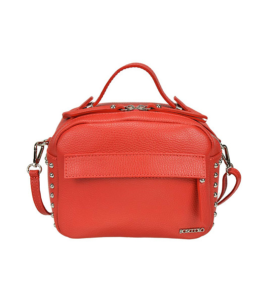 Малка дамска кожена чанта в червено Ilonda снимка