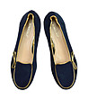 Moccasin navy blue suede/gold-1 снимка