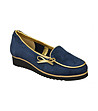 Moccasin navy blue suede/gold-2 снимка