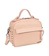 Кожена дамска чанта в цвят розова пудра-2 снимка