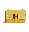 Жълта кожена чанта за рамо с капси Etera-0 снимка