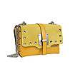 Жълта кожена чанта за рамо с капси Etera-2 снимка