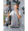 Unisex готварска памучна престилка в меланж на кафяво Hugge-1 снимка