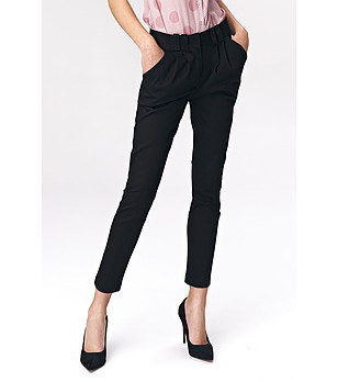Черен дамски панталон с памук Rika снимка