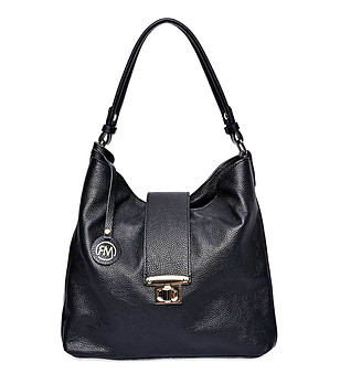Черна дамска чанта от естествена кожа Betina снимка