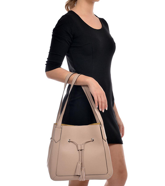 Дамска чанта от естествена кожа Lexy в цвят пудра снимка