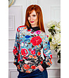 Многоцветна дамска блуза с флорален принт-0 снимка