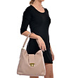 Дамска чанта от естествена кожа в цвят пудра Betina-4 снимка