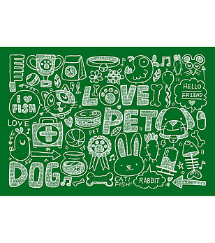 Зелена постелка с принт Pets снимка