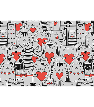 Постелка в сиво I love cats 52х75 см снимка