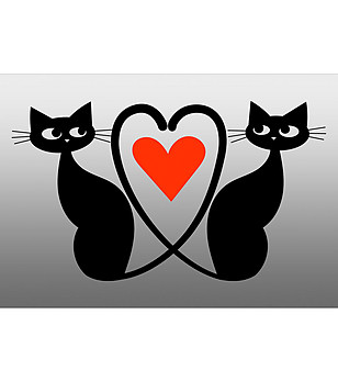 Постелка Влюбени черни котки снимка