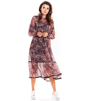 Многоцветна рокля от тюл с флорален принт Kiera снимка