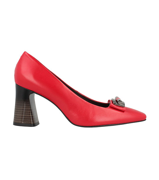 Червени дамски кожени обувки на ток Lexie снимка