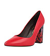 Червени кожени дамски обувки с масивен ток Adriana-1 снимка