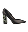 Черни дамски кожени обувки с ефектен ток Adriana-0 снимка