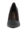 Черни дамски кожени обувки с ефектен ток Adriana-3 снимка