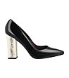 Черни дамски кожени обувки със сребрист ток Adriana-0 снимка