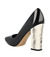 Черни дамски кожени обувки със сребрист ток Adriana-2 снимка