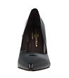 Черни дамски кожени обувки със сребрист ток Adriana-3 снимка