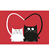Постелка с принт White & Black cat in love 52х75 см-0 снимка