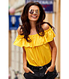 Жълта дамска блуза с къдричка Baja-0 снимка