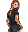 Черна дамска блуза с ефектно изрязан гръб Fabya-2 снимка
