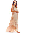 Дълга светлобежова рокля Shaya-4 снимка