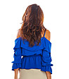 Дамска блуза в кралскосиньо с къдрички Himena-1 снимка