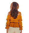 Дамска блуза в цвят камел с къдрички Himena-1 снимка
