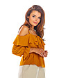 Дамска блуза в цвят камел с къдрички Himena-2 снимка