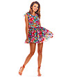 Къса многоцветна рокля с флорален принт Belinda-3 снимка