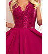 Асиметрична рокля в цвят бургунд с дантела Patricia -4 снимка